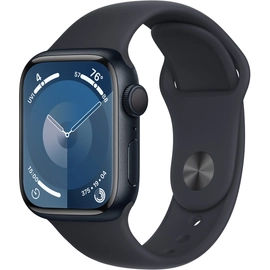 Apple Watch Series 9 GPS 41 mm éjfekete alumínium, éjfekete sport szíjjal M/L