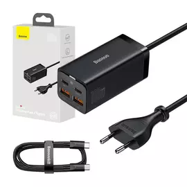 Baseus GaN3 Pro wall charger 2xUSB-C + 2xUSB, 100W fekete