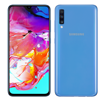 Samsung Galaxy A70 (2019) 6GB 128GB Dual SIM (B20), kék, Kártyafüggetlen, 1 év teljes körű garancia