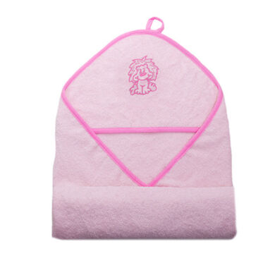Stella fürdőlepedő hímzett 110x110, rózsaszín oroszlán