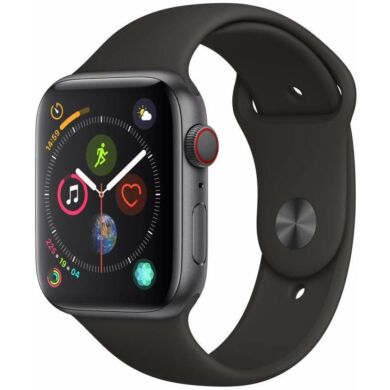 Apple Watch Series 5 GPS 44mm asztroszürke alumínium tok fekete sportszíjjal, 1 év gyártói garancia 