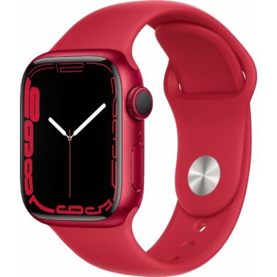 Apple Watch Series 7 GPS 41 mm (PRODUCT)RED alumínium, piros sport szíjjal