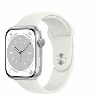 Apple Watch Series 8 GPS 41 mm ezüst alumínium, fehér sport szíjjal